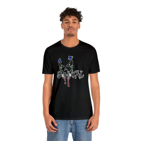 Sinikal Band Name Logo/Face of Sin - Unisex Jersey Short Sleeve Tee - Image 4